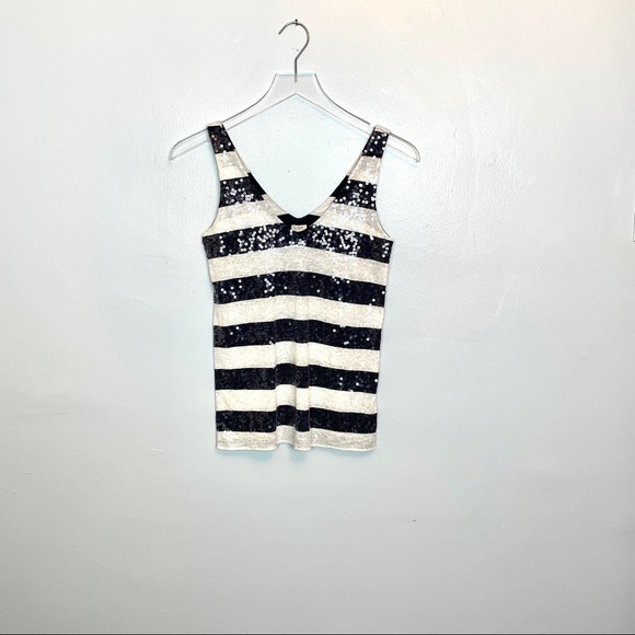 J. Crew Factory Navy/White Sequined Tank Top XXS - Picture 2 of 12